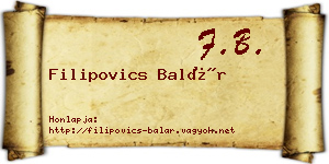 Filipovics Balár névjegykártya
